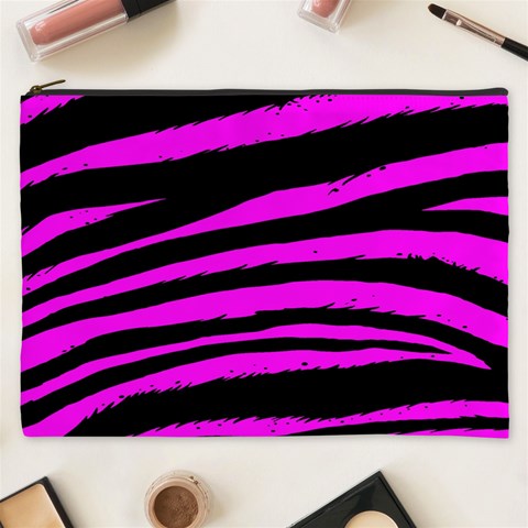 Pink Zebra Cosmetic Bag (XXXL) from ArtsNow.com Front