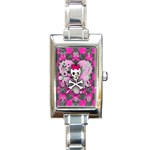 Princess Skull Heart Rectangular Italian Charm Watch