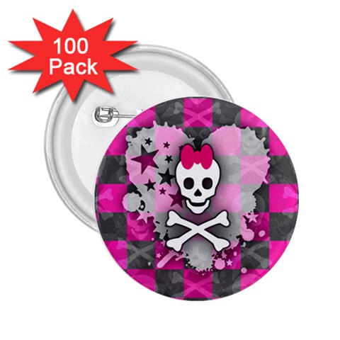Princess Skull Heart 2.25  Button (100 pack) from ArtsNow.com Front