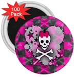 Princess Skull Heart 3  Magnet (100 pack)