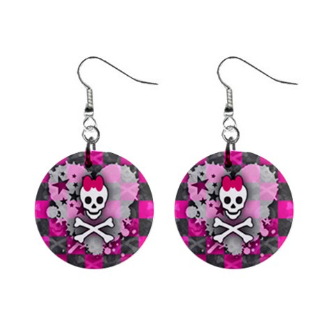 Princess Skull Heart 1  Button Earrings from ArtsNow.com Front