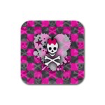 Princess Skull Heart Rubber Square Coaster (4 pack)