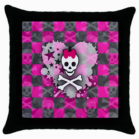 Princess Skull Heart Throw Pillow Case (Black) from ArtsNow.com Front