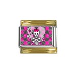 Princess Skull Heart Gold Trim Italian Charm (9mm)