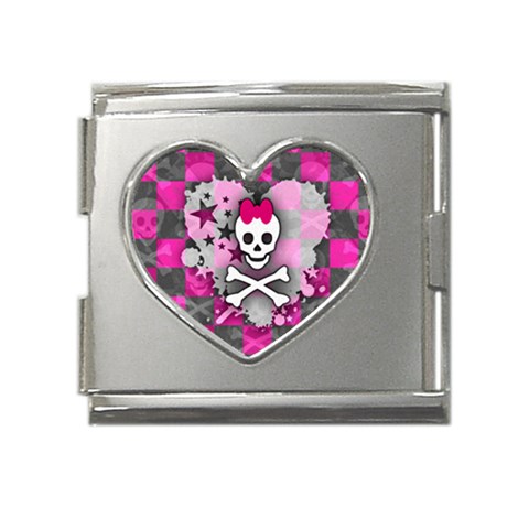 Princess Skull Heart Mega Link Heart Italian Charm (18mm) from ArtsNow.com Front