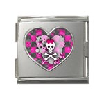 Princess Skull Heart Mega Link Heart Italian Charm (18mm)