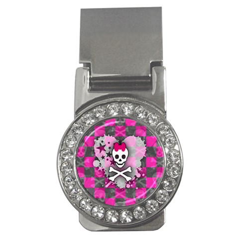 Princess Skull Heart Money Clip (CZ) from ArtsNow.com Front