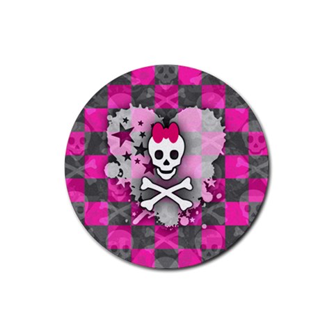 Princess Skull Heart Rubber Round Coaster (4 pack) from ArtsNow.com Front