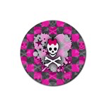 Princess Skull Heart Rubber Round Coaster (4 pack)