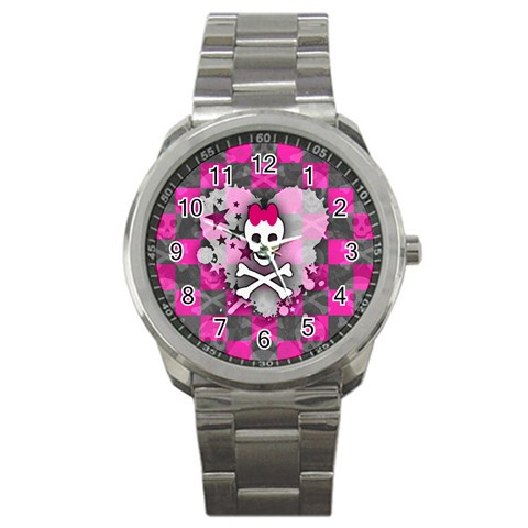 Princess Skull Heart Sport Metal Watch from ArtsNow.com Front