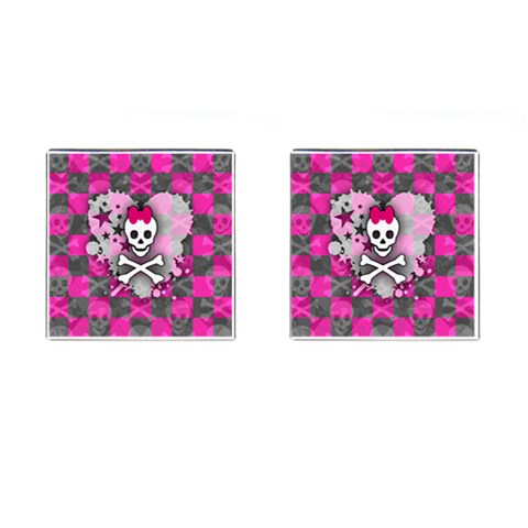 Princess Skull Heart Cufflinks (Square) from ArtsNow.com Front(Pair)