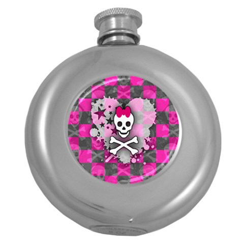 Princess Skull Heart Hip Flask (5 oz) from ArtsNow.com Front