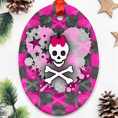 Princess Skull Heart Oval Ornament (Two Sides) from ArtsNow.com Front