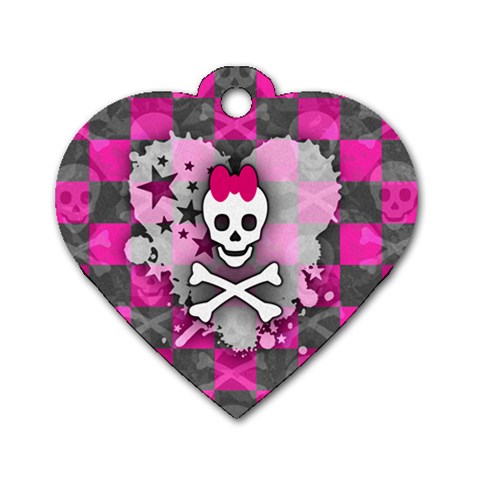 Princess Skull Heart Dog Tag Heart (Two Sides) from ArtsNow.com Front