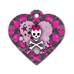 Princess Skull Heart Dog Tag Heart (Two Sides)