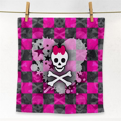 Princess Skull Heart Face Towel from ArtsNow.com Front