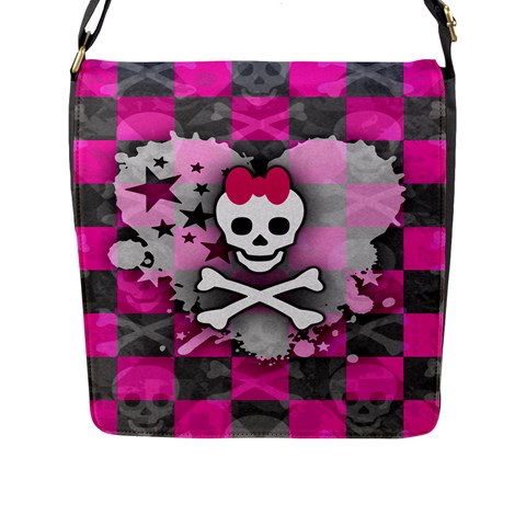 Princess Skull Heart Flap Closure Messenger Bag (Large) from ArtsNow.com Front