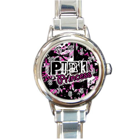 Punk Princess Round Italian Charm Watch from ArtsNow.com Front