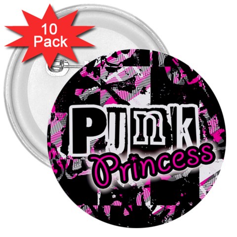 Punk Princess 3  Button (10 pack) from ArtsNow.com Front