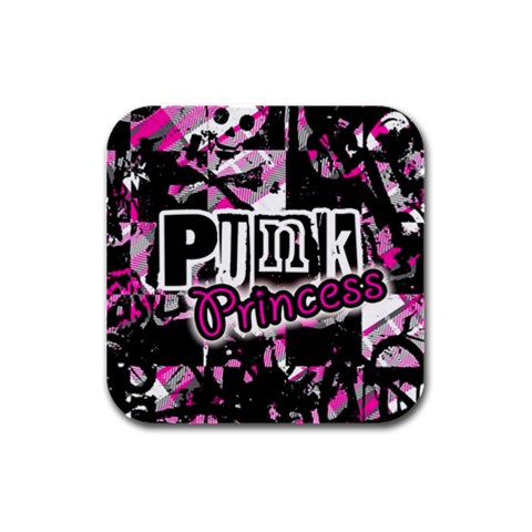 Punk Princess Rubber Square Coaster (4 pack) from ArtsNow.com Front