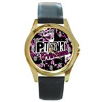 Punk Princess Round Gold Metal Watch