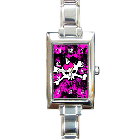 Punk Skull Princess Rectangular Italian Charm Watch from ArtsNow.com Front