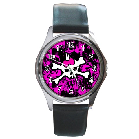 Punk Skull Princess Round Metal Watch from ArtsNow.com Front