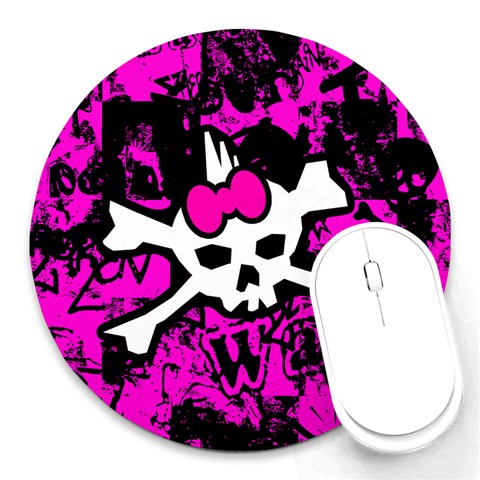 Punk Skull Princess Round Mousepad from ArtsNow.com Front