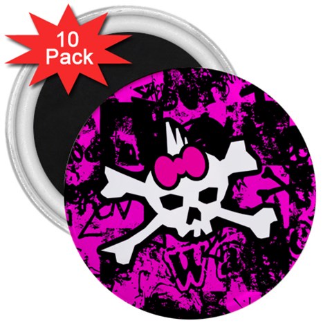 Punk Skull Princess 3  Magnet (10 pack) from ArtsNow.com Front