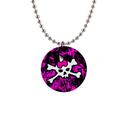Punk Skull Princess 1  Button Necklace from ArtsNow.com Front