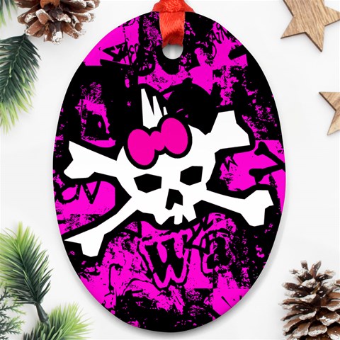 Punk Skull Princess Oval Ornament (Two Sides) from ArtsNow.com Front