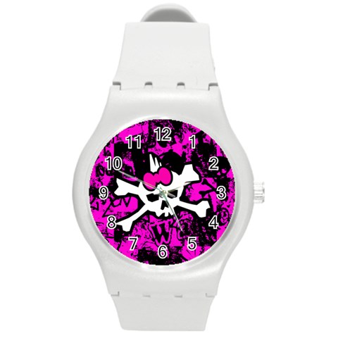Punk Skull Princess Round Plastic Sport Watch Medium from ArtsNow.com Front