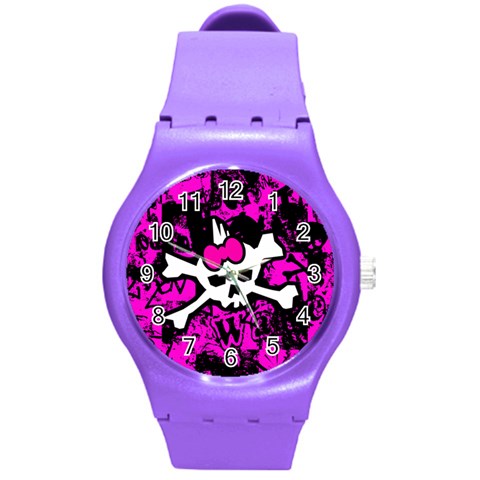 Punk Skull Princess Round Plastic Sport Watch Medium from ArtsNow.com Front
