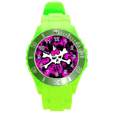 Punk Skull Princess Round Plastic Sport Watch Large from ArtsNow.com Front