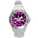 Punk Skull Princess Round Plastic Sport Watch Large