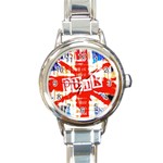 Punk Union Jack Round Italian Charm Watch