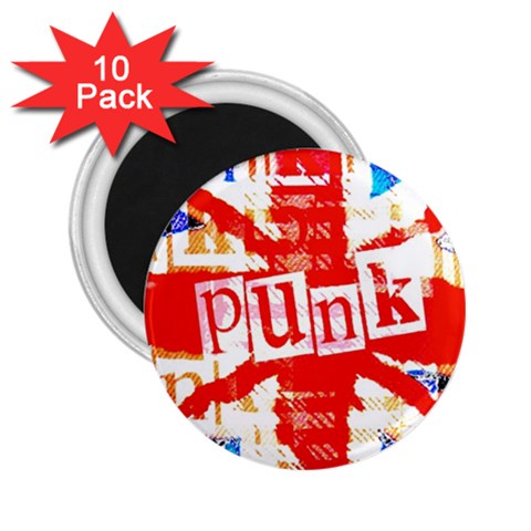 Punk Union Jack 2.25  Magnet (10 pack) from ArtsNow.com Front