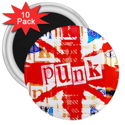 Punk Union Jack 3  Magnet (10 pack) from ArtsNow.com Front