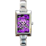 Purple Girly Skull Rectangular Italian Charm Watch