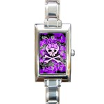 Purple Girly Skull Rectangular Italian Charm Watch