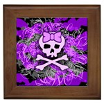 Purple Girly Skull Framed Tile