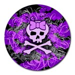Purple Girly Skull Round Mousepad