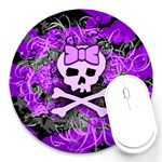 Purple Girly Skull Round Mousepad