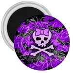 Purple Girly Skull 3  Magnet