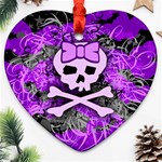 Purple Girly Skull Ornament (Heart)