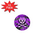 Purple Girly Skull 1  Mini Button (10 pack) 