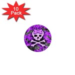Purple Girly Skull 1  Mini Magnet (10 pack) 
