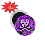 Purple Girly Skull 1.75  Magnet (10 pack) 