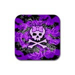 Purple Girly Skull Rubber Coaster (Square)