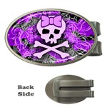 Purple Girly Skull Money Clip (Oval)